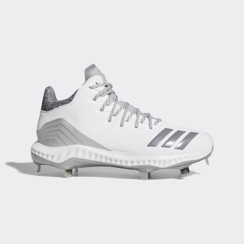 Adidas Men's Icon Bounce Mid Baseball Cleats White/Grey Ireland CG5181